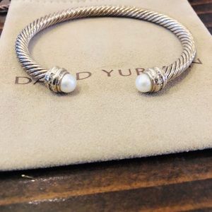 David Yurman Cable Pearl Bracelet with Diamonds